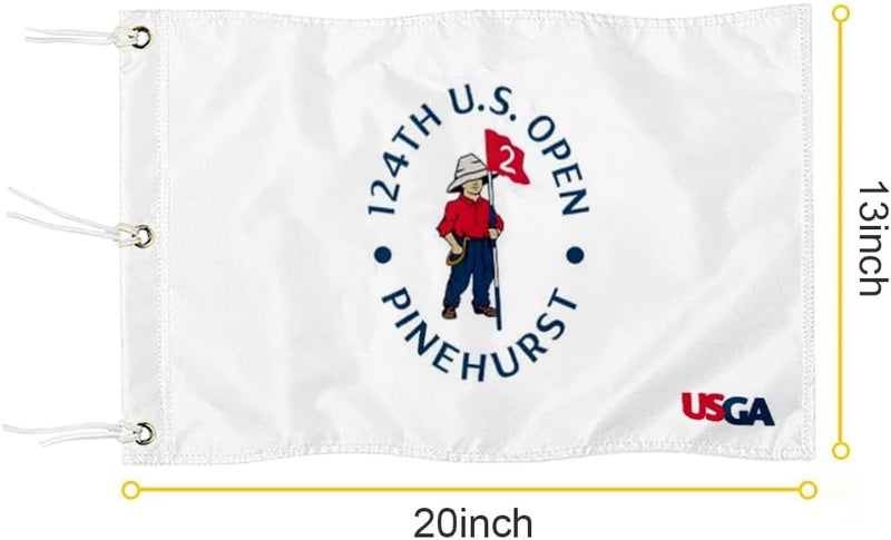 2BUT 2024 US Open Pinehurst Golf Pin Flag Practic Putting Green Golf Flag For Backyard Garden Double-Sewn 600D Nylon Miniature Pin Flag (white 20"x13" Grommet) - Image 2